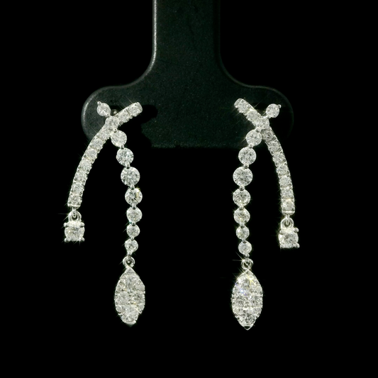 14K Gold Cascading Diamond Drop Earrings