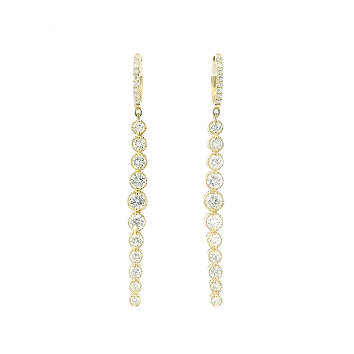 Natural Diamond Bezel Drop Earrings in 14K Yellow Gold
