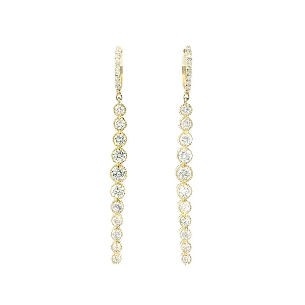 Natural Diamond Bezel Drop Earrings in 14K Yellow Gold