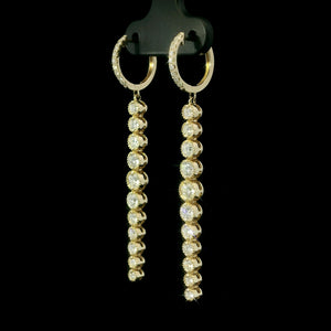 Natural Diamond Bezel Drop Earrings in 14K Yellow Gold