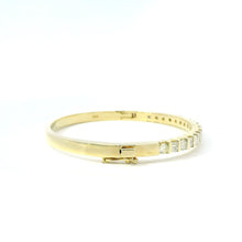 Solid 14K Yellow Gold Diamond Bangle – Bar Set with Round & Baguette Diamonds