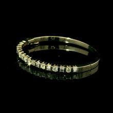 Solid 14K Yellow Gold Diamond Bangle – Bar Set with Round & Baguette Diamonds