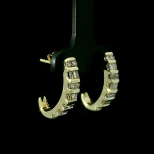 Diamond J Bar Set Earrings in 14k Yellow Gold
