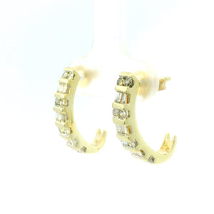 Diamond J Bar Set Earrings in 14k Yellow Gold