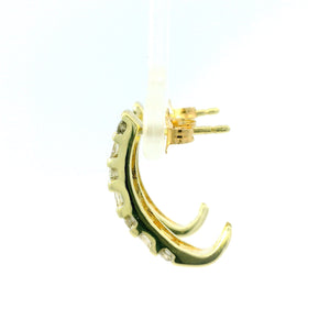 Diamond J Bar Set Earrings in 14k Yellow Gold