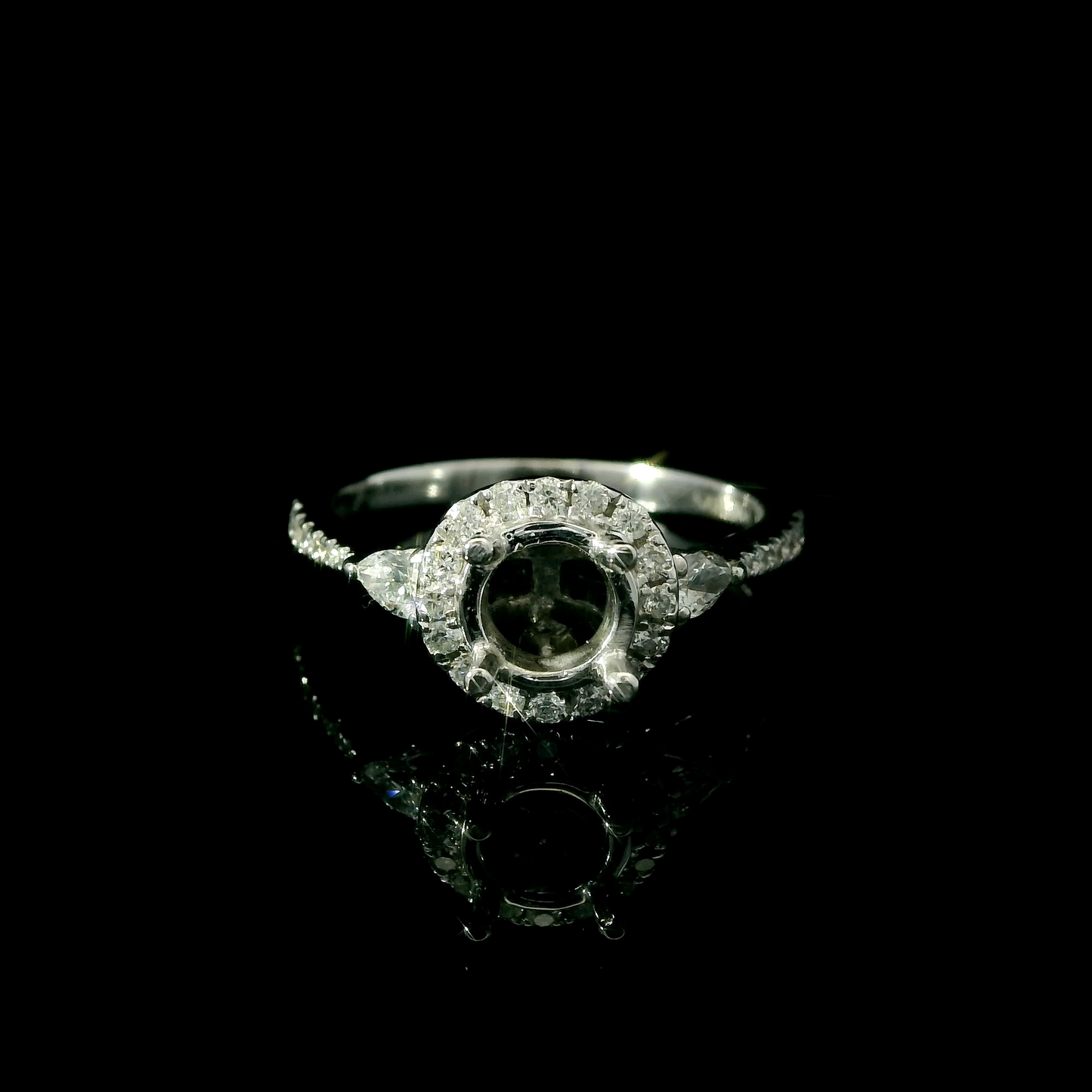 Round Halo Diamond Semi-Mount Engagement Ring