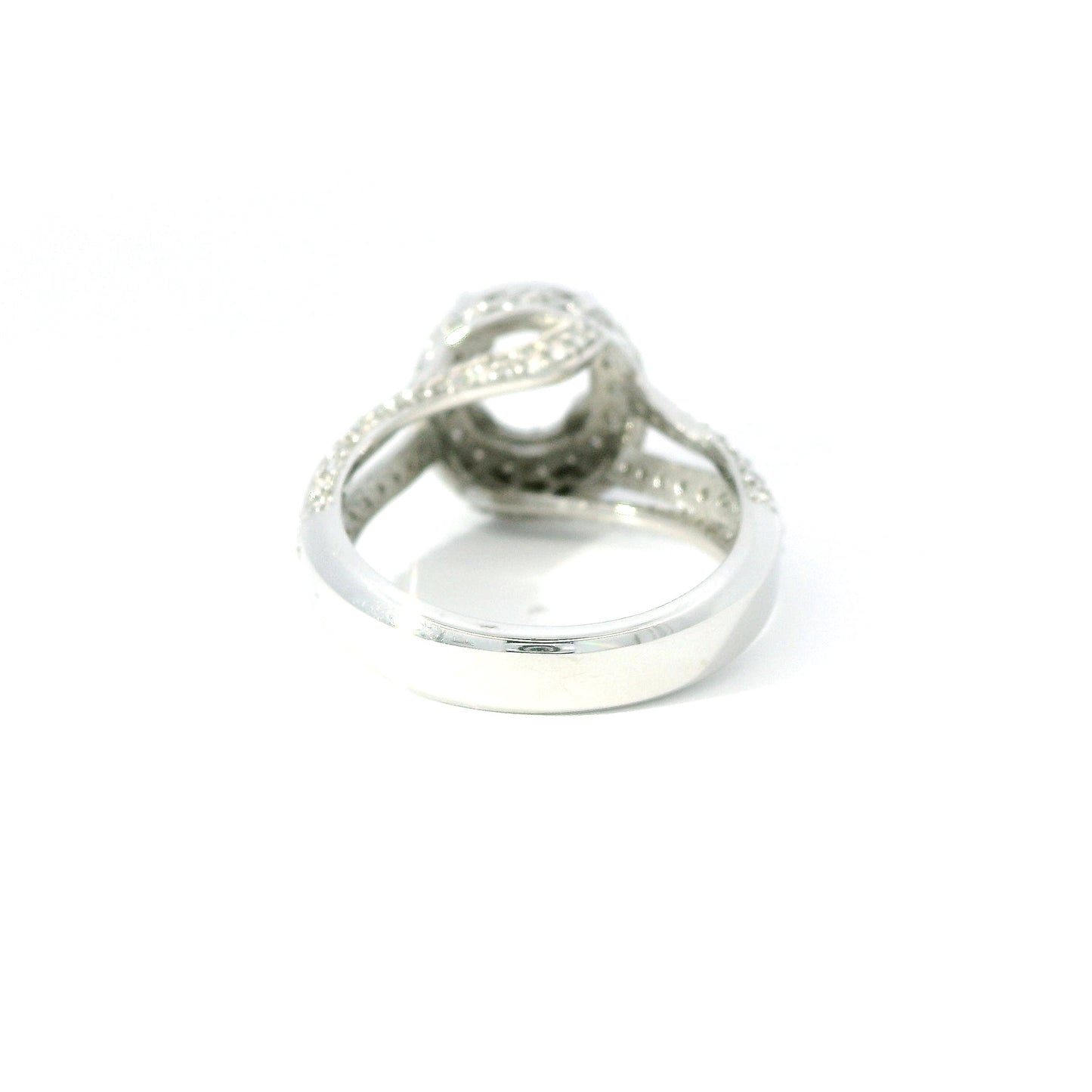 14K White Gold Round Halo Diamond Engagement Ring Setting with Split Shank