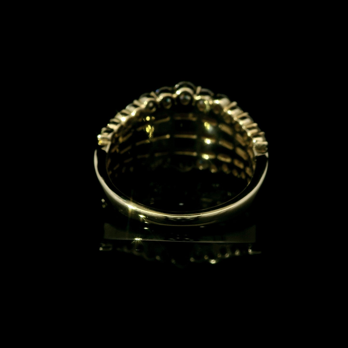 14K Yellow Gold Wide Diamond Border Band Ring