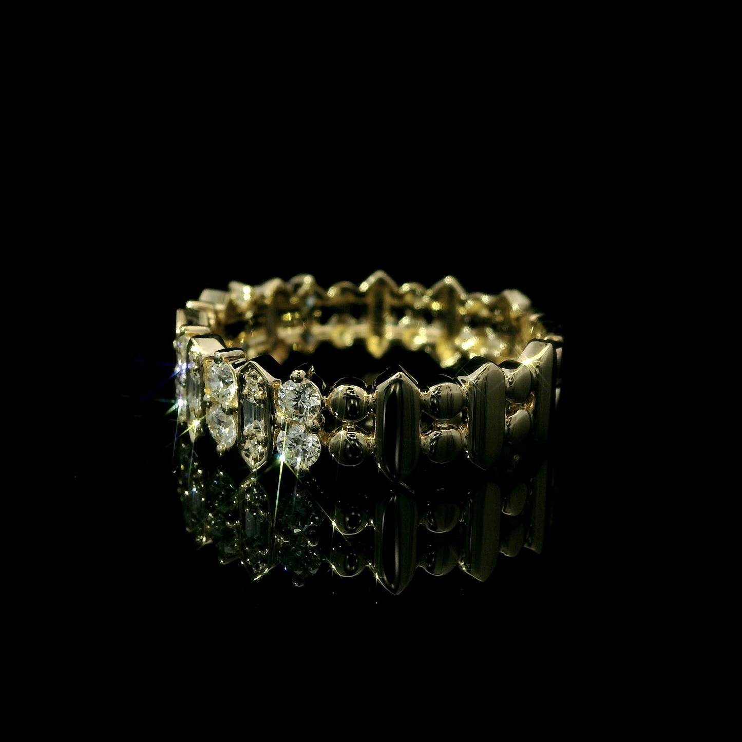 14K Gold Marquise-Illusion & Round Diamond Band