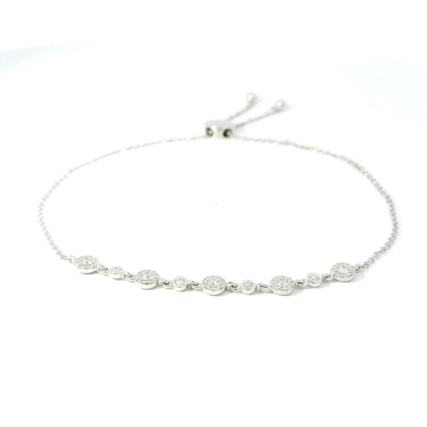 Boho Adjustable Diamond Bracelet in 14k Gold – Natural Sparkling Diamond Station Design