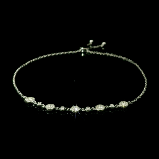 Boho Adjustable Diamond Bracelet in 14k Gold – Natural Sparkling Diamond Station Design