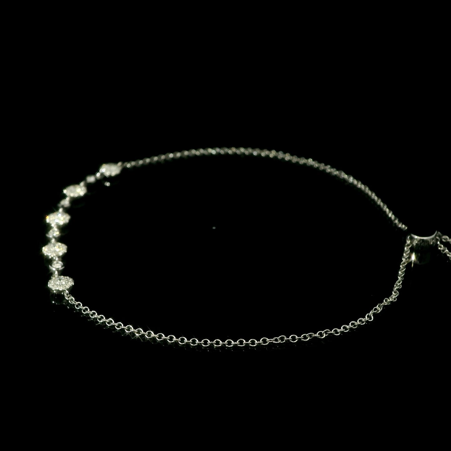 Boho Adjustable Diamond Bracelet in 14k Gold – Natural Sparkling Diamond Station Design