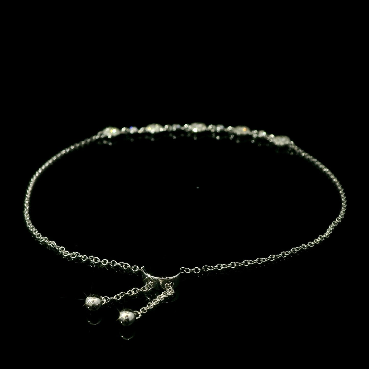 Boho Adjustable Diamond Bracelet in 14k Gold – Natural Sparkling Diamond Station Design