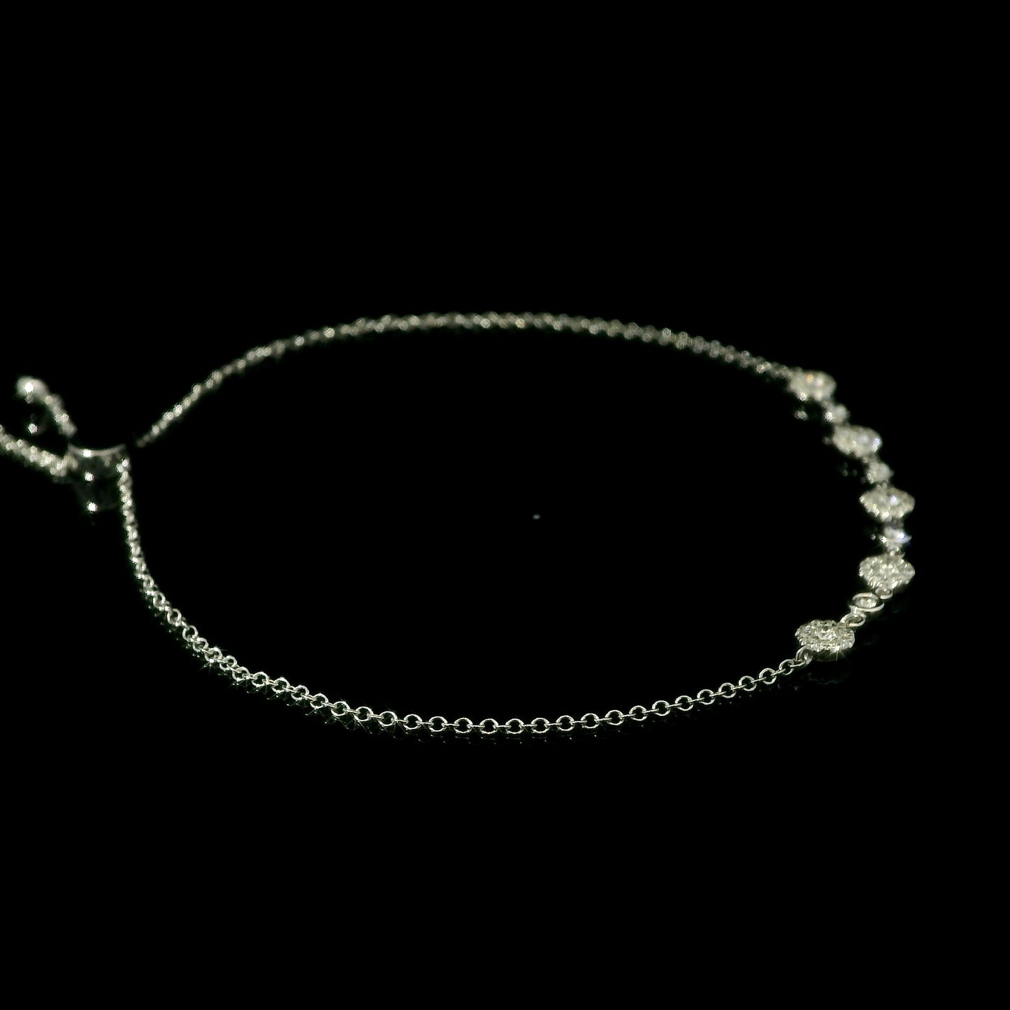 Boho Adjustable Diamond Bracelet in 14k Gold – Natural Sparkling Diamond Station Design