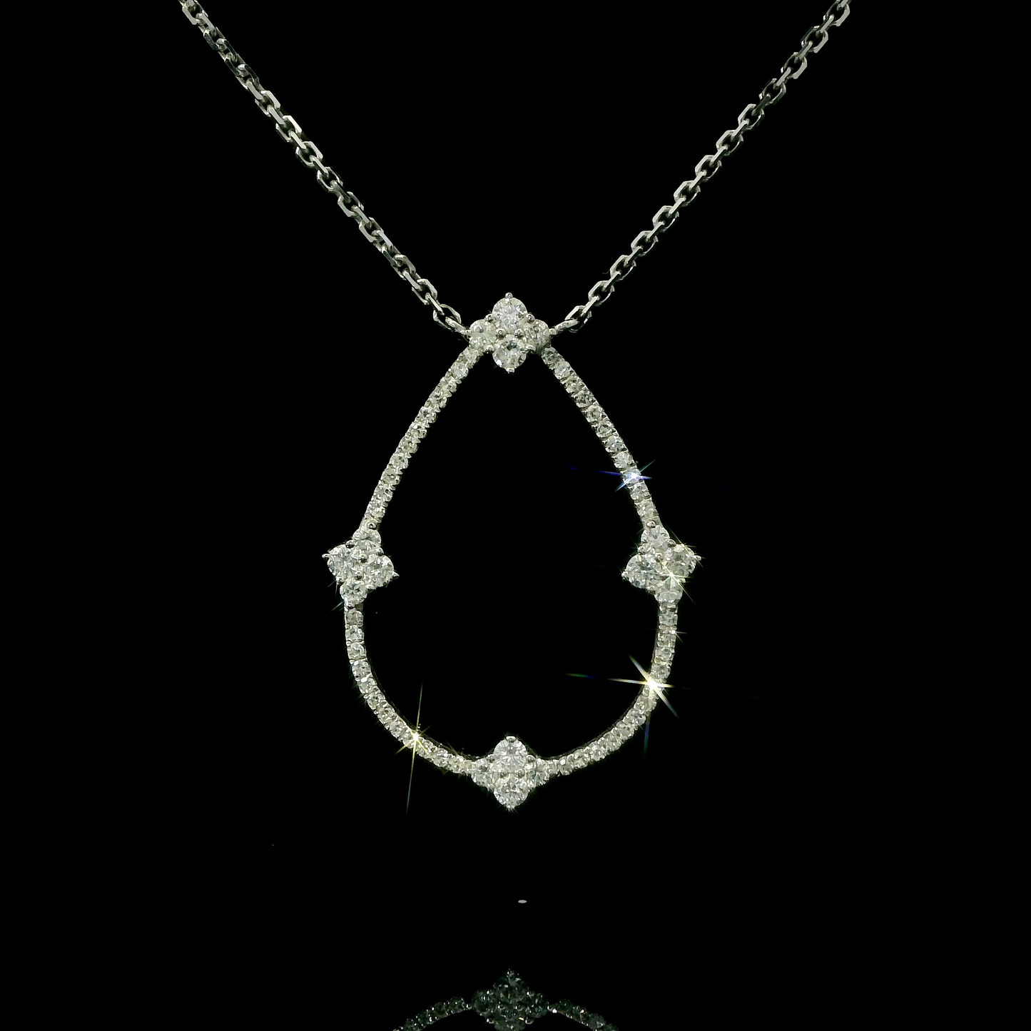 Pear-Shaped Diamond Outline Pendant