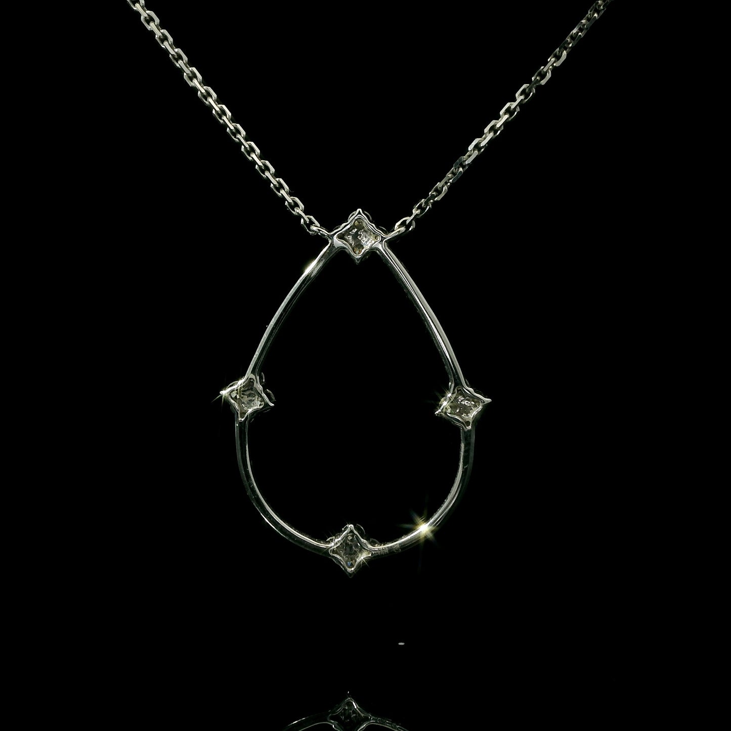Pear-Shaped Diamond Outline Pendant
