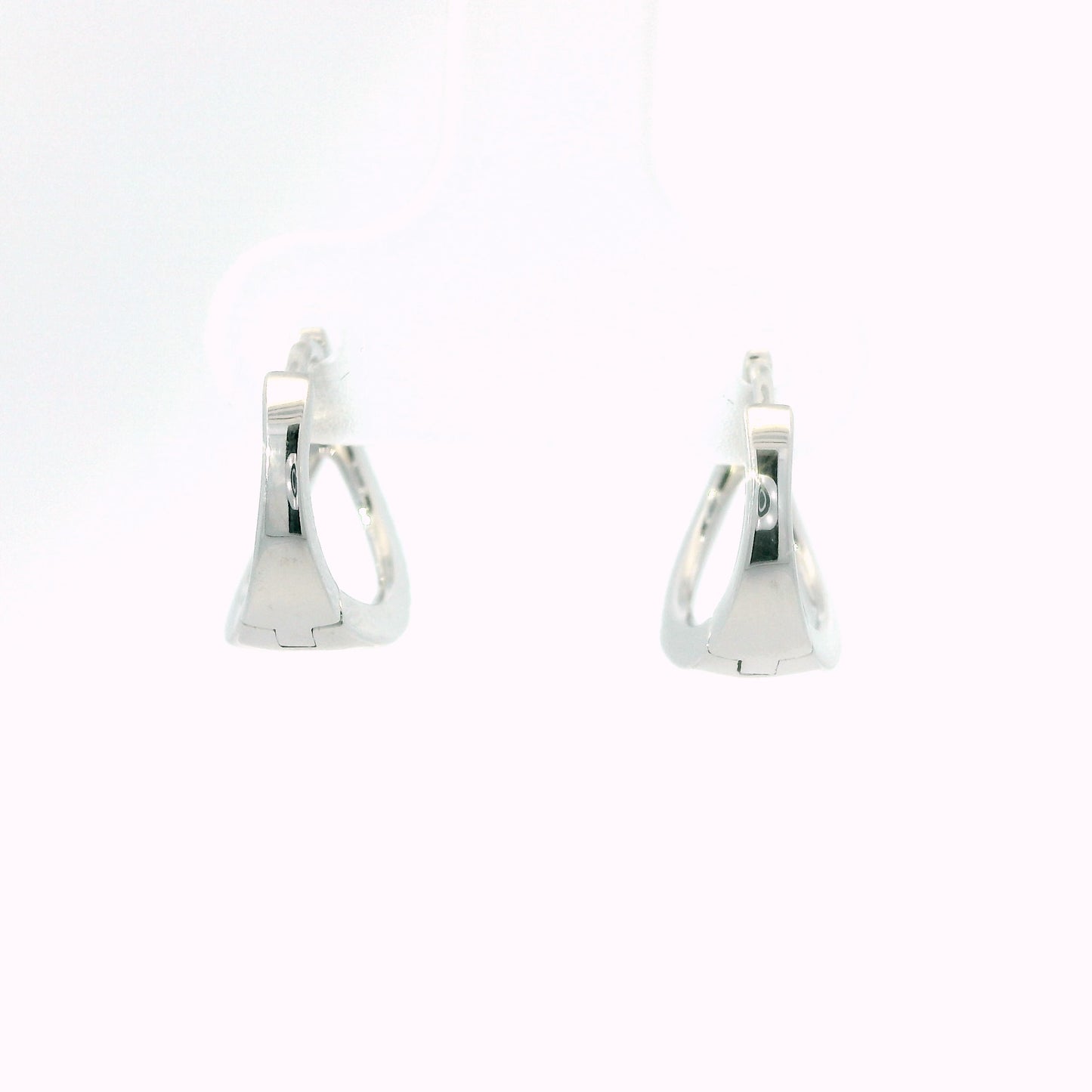 14K White Gold Diamond V Hoop Earrings