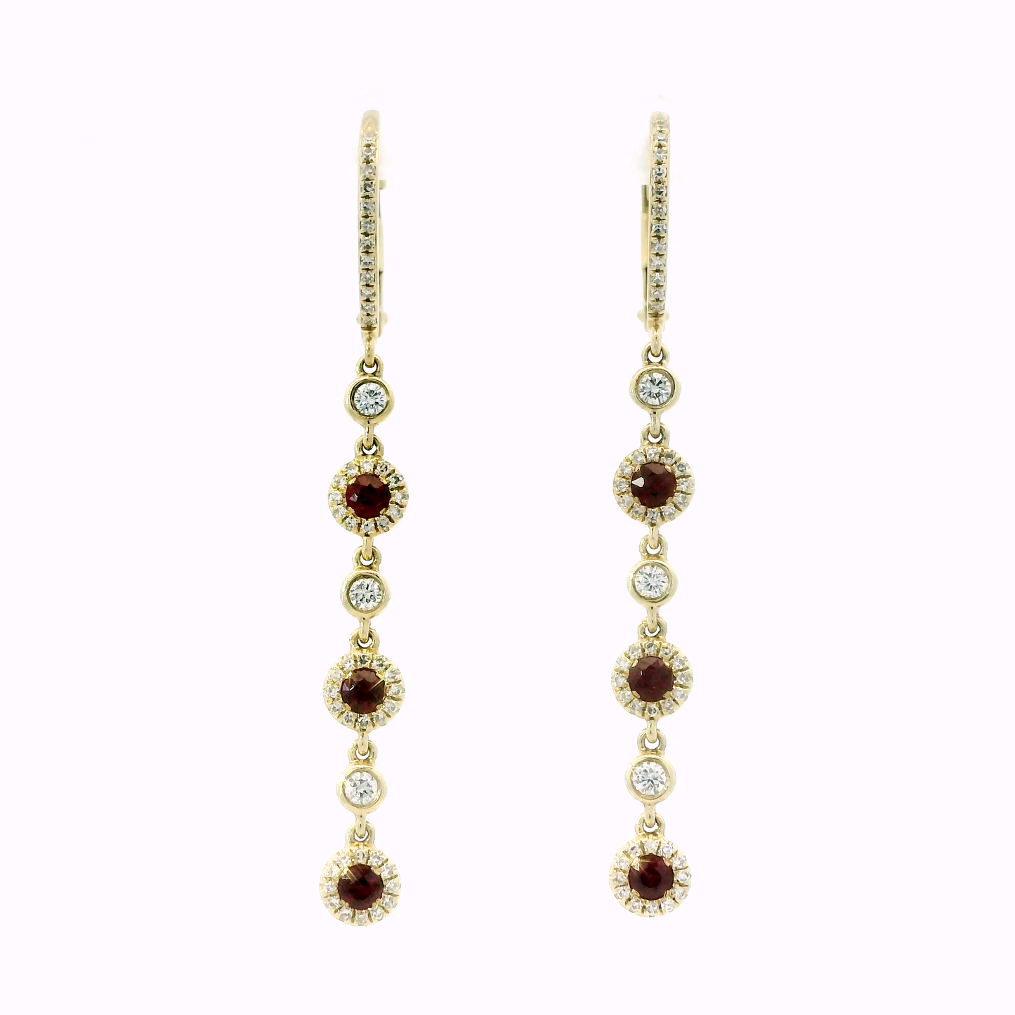 14K Diamond & Ruby Drop Earrings