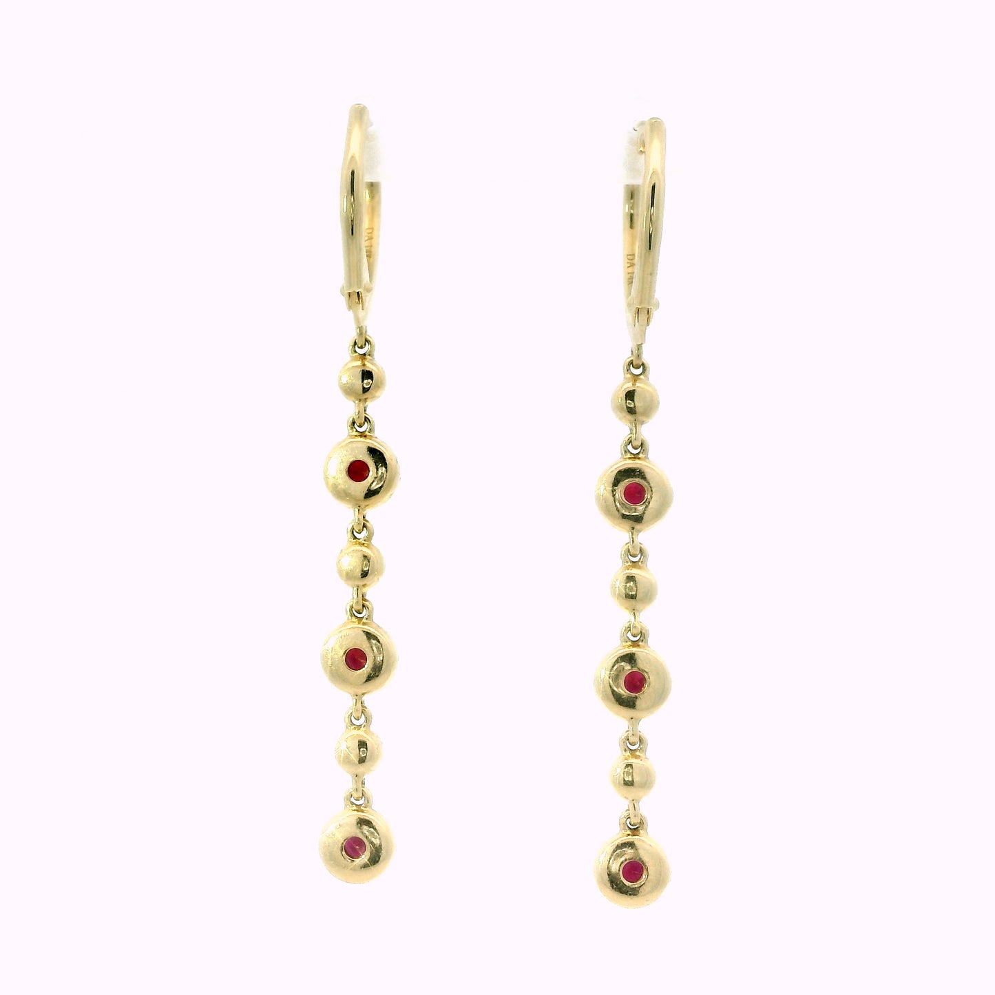 14K Diamond & Ruby Drop Earrings