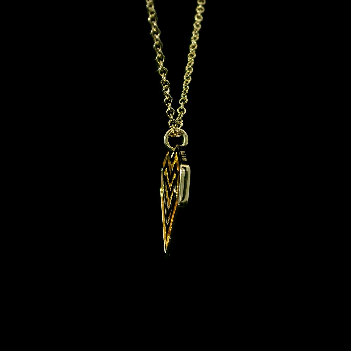 14K Yellow Gold Pavé Set Diamond Geometric Heart Pendant Necklace