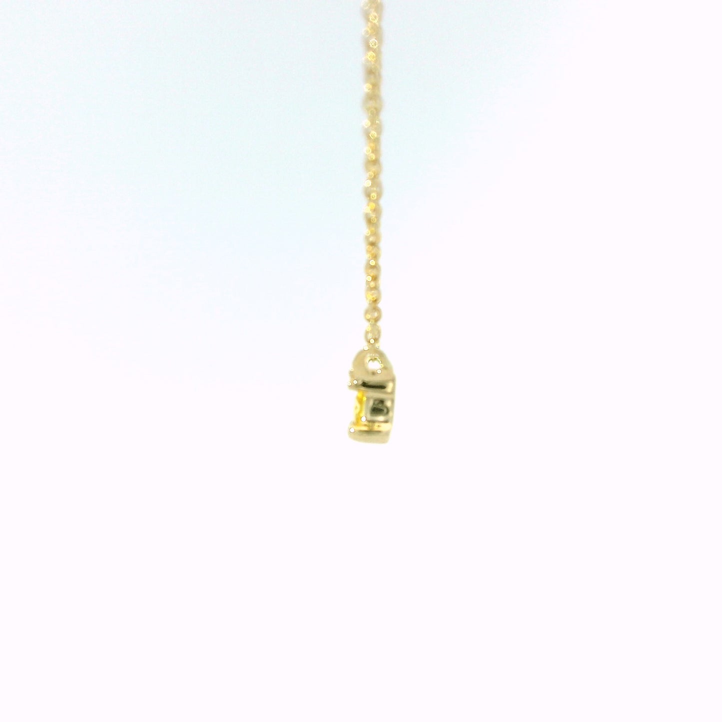 14K Yellow Gold Rainbow Gemstone Bar Necklace with Diamond Accent Row