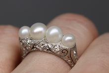 Estate 1930's Platinum, Pearl, and Diamond Ring