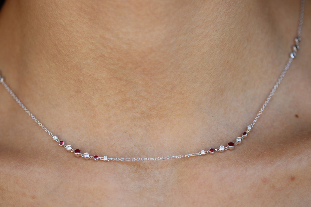 Ruby and Diamond By The Yard Necklace