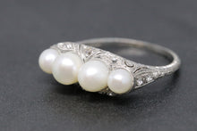 Estate 1930's Platinum, Pearl, and Diamond Ring