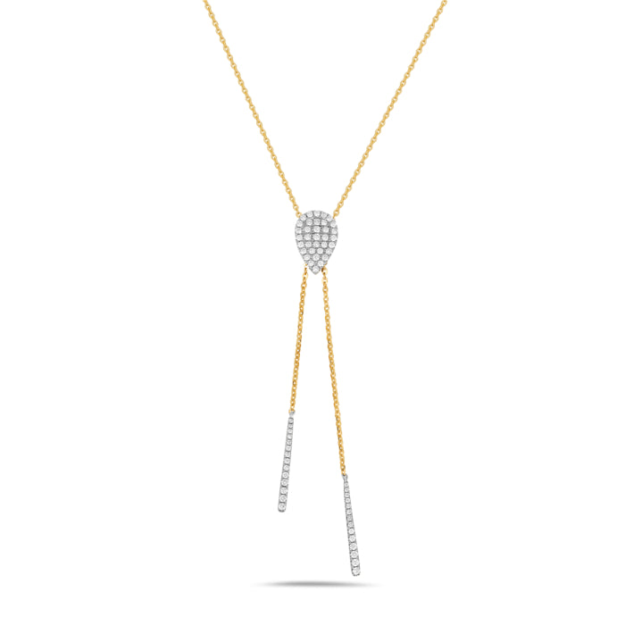 Adjustable Lariat Pave Pear Shaped Diamond Necklace