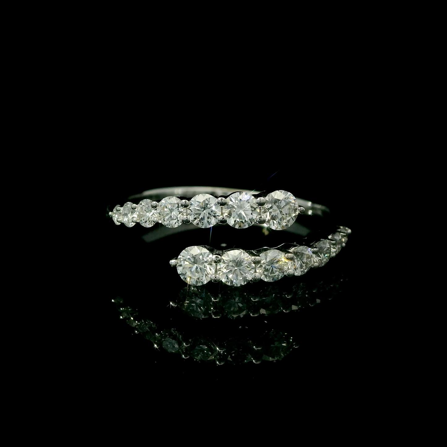 14K White Gold Diamond Bypass Ring
