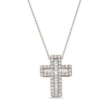 Baugette and Round Thick Diamond Cross