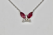 Ruby and Diamond Butterfly Necklace in Solid 14k Gold