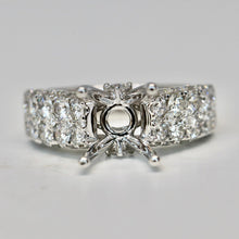 Wide Diamond engagement ring with diamonds all around