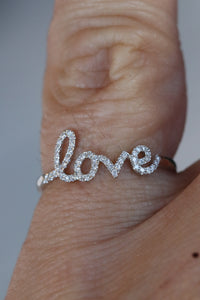 Diamond Cursive "LOVE" Ring