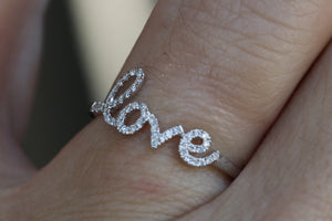 Diamond Cursive "LOVE" Ring