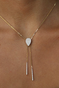 diamond lariat pave pear shaped necklace