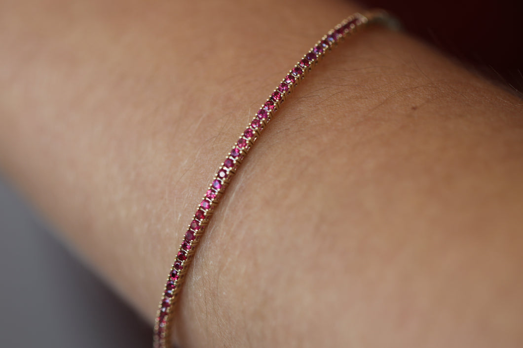 2MM Flexible Ruby Bangle in 14K Gold