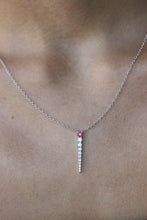 Verticle Diamond and Ruby Pendant in Solid 14Kt Gold