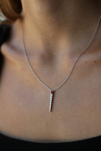 Verticle Diamond and Ruby Pendant in Solid 14Kt Gold