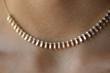 Baguette & Round Diamond Necklace in 14K Gold