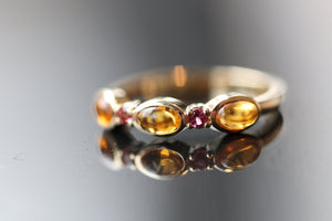 Pink Tourmaline and Citrine Band in 14k Gold