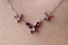 Garnet and Diamond 3 Butterfly Necklace