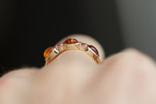 Pink Tourmaline and Citrine Band in 14k Gold