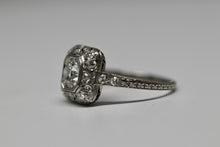 1930's Art Deco Platinum and Diamond Vintage Engagement Ring with a Round European Cut