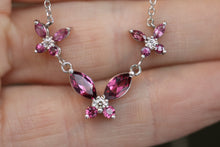 Garnet and Diamond 3 Butterfly Necklace