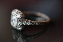 1930's Art Deco Platinum and Diamond Vintage Engagement Ring with a Round European Cut