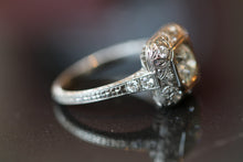 1930's Art Deco Platinum and Diamond Vintage Engagement Ring with a Round European Cut