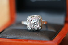 1930's Art Deco Platinum and Diamond Vintage Engagement Ring with a Round European Cut