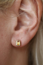 Emerald Cut Citrine Bezel Set Studs in 14K Gold