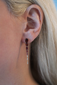 Garnet Dangle Earring in Solid 14K Gold